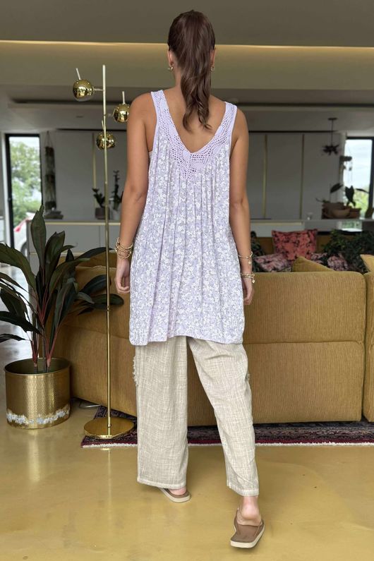 Made in Italy Camellia Crochet Cami Lilac